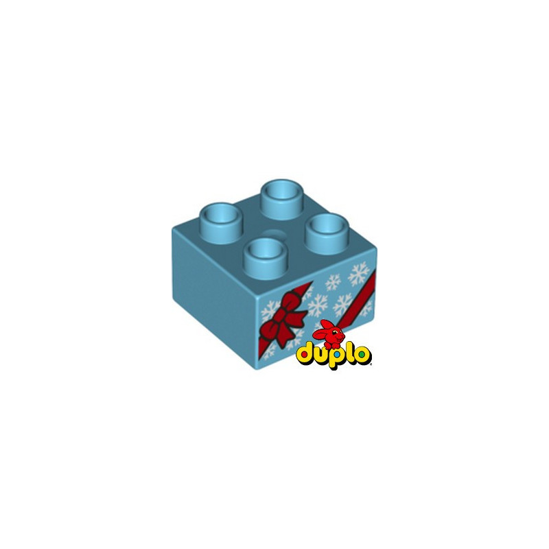 LEGO® DUPLO 6386660 BRICK 2X2 PRINTED GIFT - MEDUIM AZUR