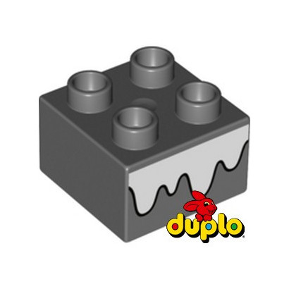 LEGO® DUPLO 6386658 BRIQUE 2X2 IMPRIME NEIGE - DARK STONE GREY