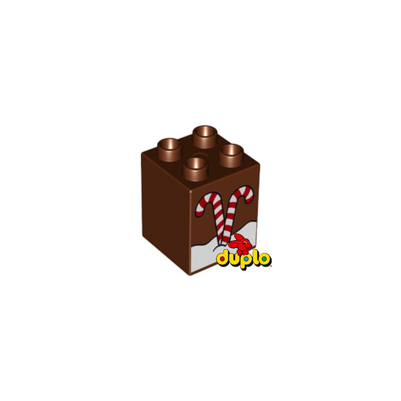 LEGO® DUPLO 6386655 BRICK 2X2X2 PRINTED CANDY BARLEY - REDISH BROWN