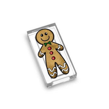Gingerbread Man printed on 1x2 Lego® Brick - Transparent
