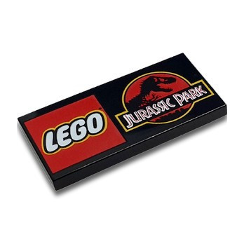 LEGO 6324684 PLATE 2X4 PRINTED JURASSIC PARK - 76956 - BLACK