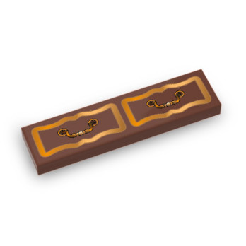 Wooden drawer front printed on Lego® Brick 1X4 - Reddish Brown