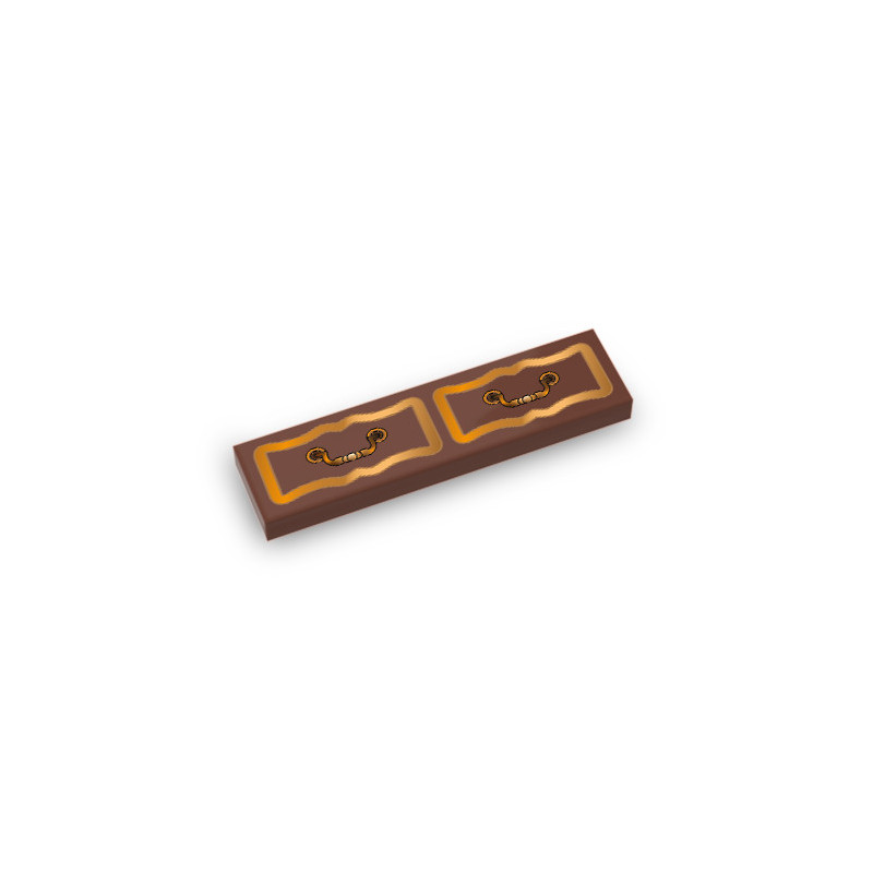 Façade tiroir bois double imprimée sur Brique Lego® 1X4 - Reddish Brown
