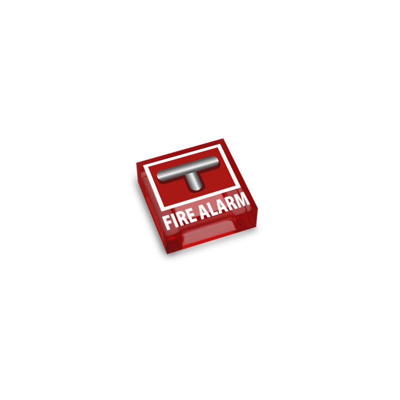 Fire Alarm printed on 1x1 Lego® Brick - Transparent Red