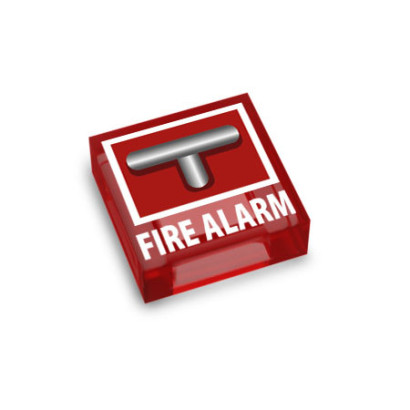 Alarme Incendie imprimée sur Brique 1x1 Lego® - Rouge Transparent