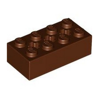 LEGO 6365882 BRICK 2X4 W/ CROSS HOLE - REDDISH BROWN