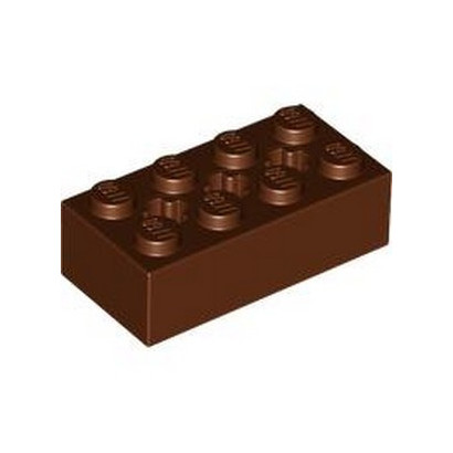 LEGO 6365882 BRIQUE 2X4 W/ CROSS HOLE - REDDISH BROWN