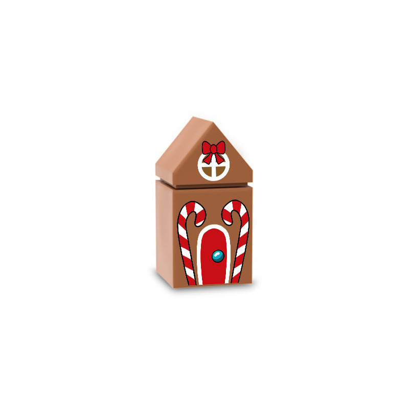 Gingerbread house printed on Lego® brick 1X1 - Medium Nougat