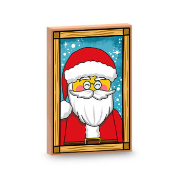 Santa Claus Picture printed on 2x3 Lego® Brick - Medium Nougat