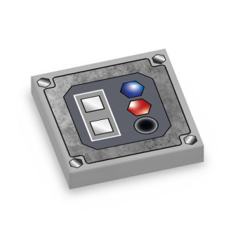 Spaceship control panel printed on 1X2 Lego® brick - Medium Stone Grey
