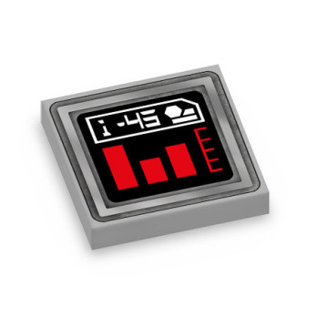Panneau de contrôle imprimé sur Brique Plate lisse Lego® 2x2 - Medium Stone Grey