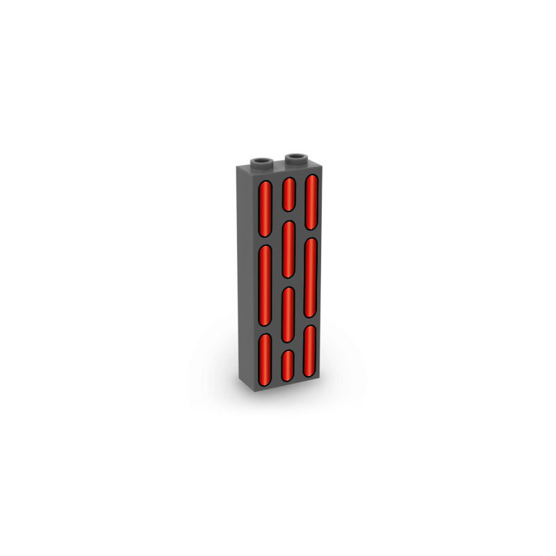 Red spaceship lighting printed on brick Lego® 1x2x5 - Dark Stone Gray