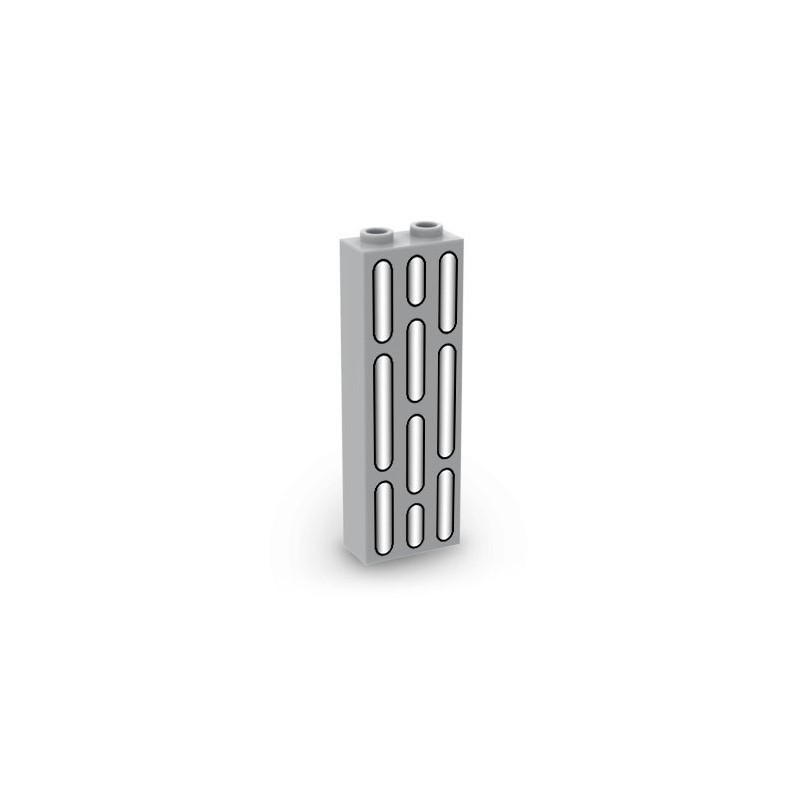 Eclairage vaisseau spatiale blanc imprimé sur Brique Lego® 1x2x5 - Medium Stone Grey