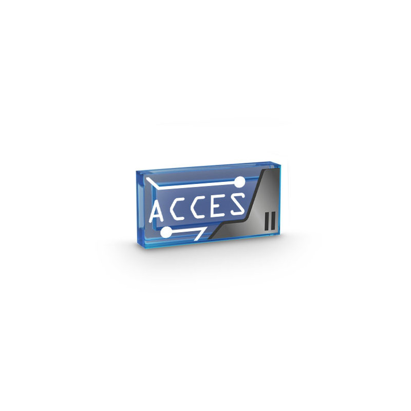 Spaceship Access Card Printed on 1X2 Lego® Brick - Transparent Dark Blue