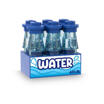 Pack of water 6 bottles printed on Brick 2x3Lego®