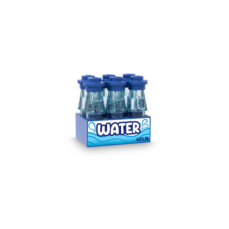 Pack of water 6 bottles printed on Brick 2x3Lego®