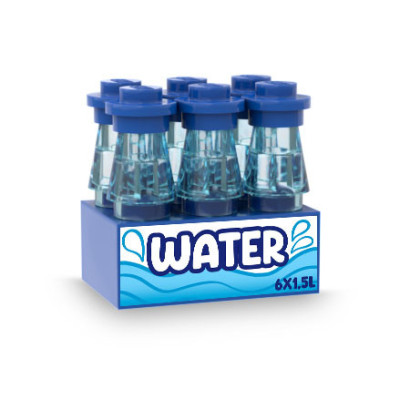 Pack d'eau 6 bouteilles imprimé sur Brique 2x3Lego®