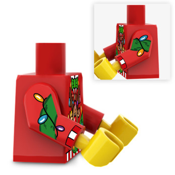 Pull de Noël renne imprimé sur Torse Lego® - Rouge