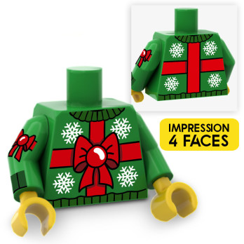 Christmas Sweater Gift Printed on Lego® Torso - Bright Green