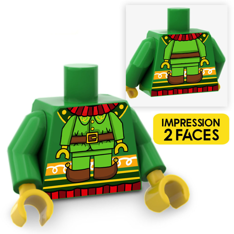 Pull de Noël lutin imprimé sur Torse Lego® - Bright Green