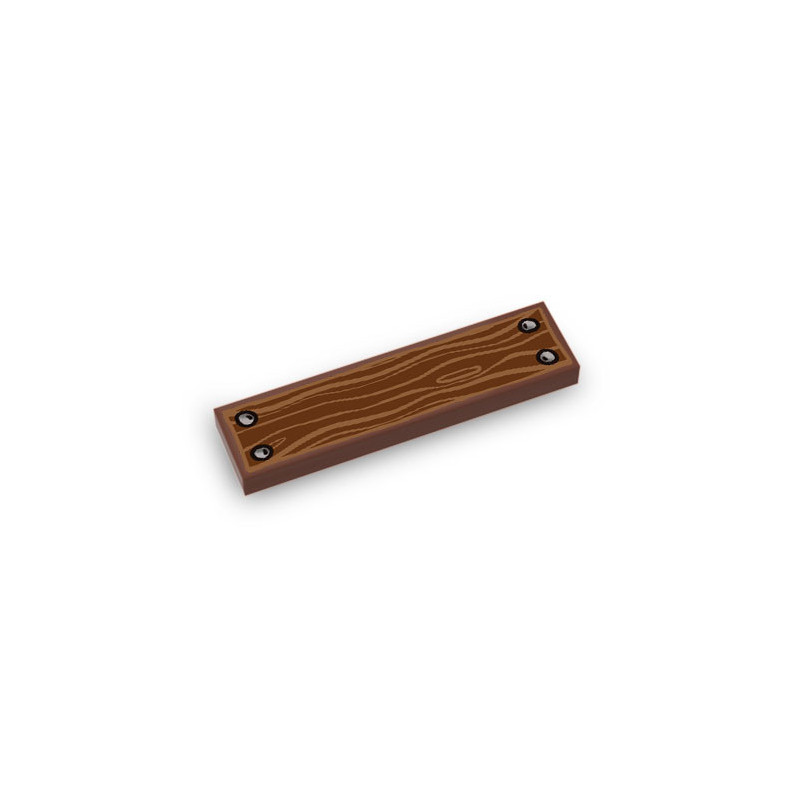 Wooden board printed on Lego® 1x4 Tile - Reddish Brown