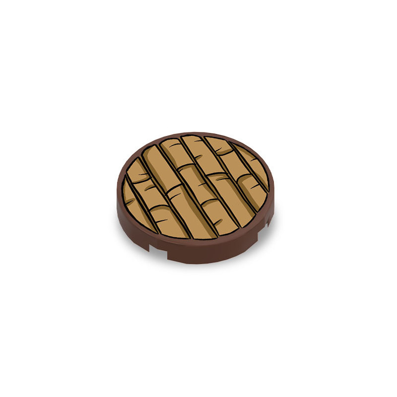 Bamboo texture printed on round 2X2 Lego® tile - Reddish Brown