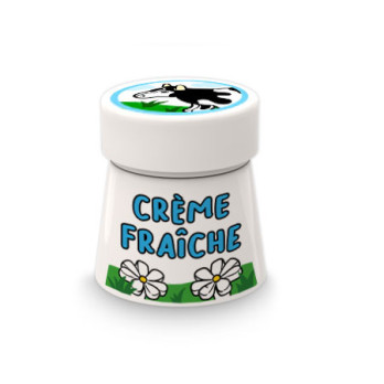 Pot de crème fraîche imprimé sur Brique Lego® 1.5X1.5 - Blanc
