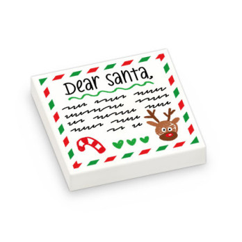 Letter to Santa printed on 2X2 Lego® Brick - White