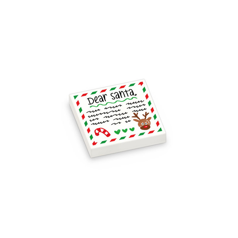 Lettre au père Noël imprimée sur Brique plate Lego® 2X2 - Blanc