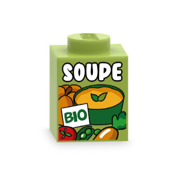 Brique de soupe bio imprimée sur Brique Lego® 1X1 - Bright Yellowish Green