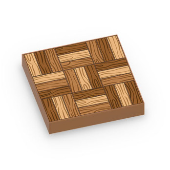Checkerboard parquet printed on Lego® 2X2 Tile - Medium Nougat