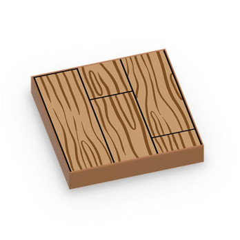 Motif parquet bois imprimé sur Brique plate Lego® 2X2 - Medium Nougat