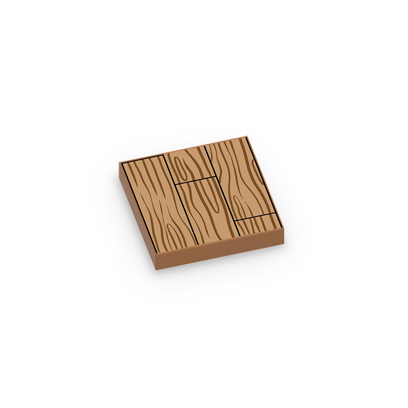 Motif parquet bois imprimé sur Brique plate Lego® 2X2 - Medium Nougat