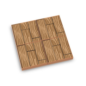 Wood parquet pattern printed on Lego® 2X2 flat brick - Medium Nougat