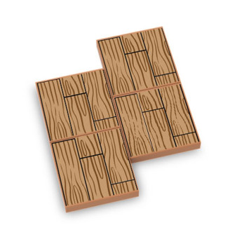 Wood parquet pattern printed on Lego® 2X2 Tile - Medium Nougat