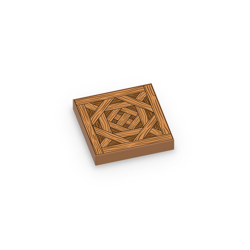 Motif parquet ancien imprimé sur Brique plate Lego® 2X2 - Medium Nougat