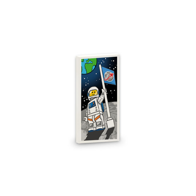 Astronaut Poster printed on 2x4 Lego® tile - White