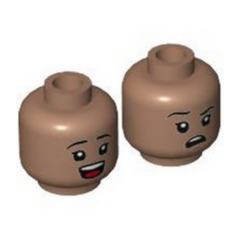 LEGO 6382550 MINIFIGURE HEAD (2 FACES) - MEDIUM BROWN