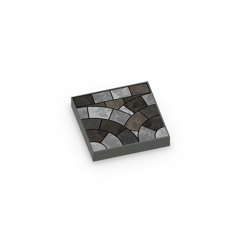 Pavé de pierre imprimé sur Brique plate Lego® 2X2 - Dark Stone Grey