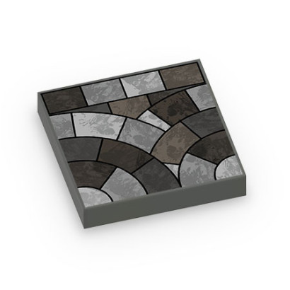 Stone Pavement Printed on Lego® Tile 2X2 - Dark Stone Gray
