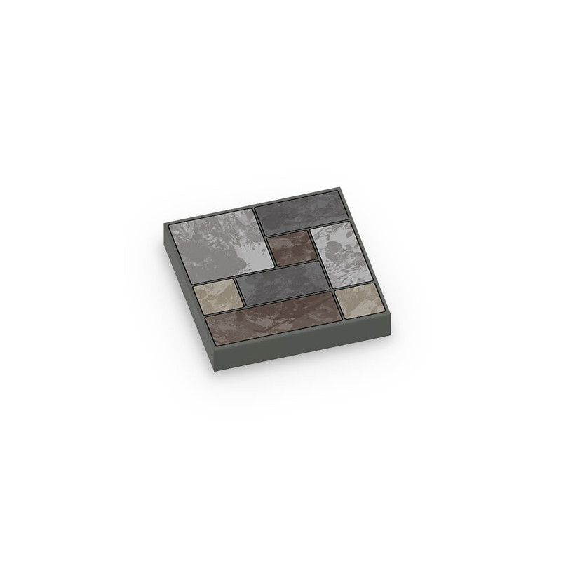 Stone Pavement Printed on Lego® Tile 2X2 - Dark Stone Gray