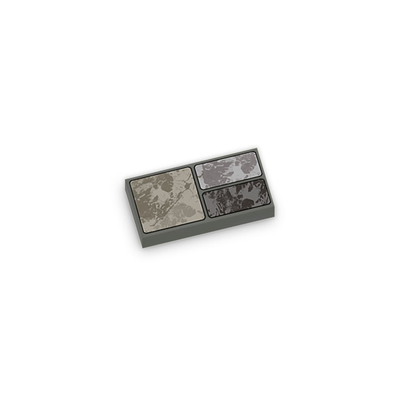 Pavé de pierre imprimé sur Brique plate Lego® 1X2 - Dark Stone Grey