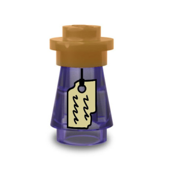 Flask of Witchcraft printed on Lego® Brick 1X1 - Transparent Purple