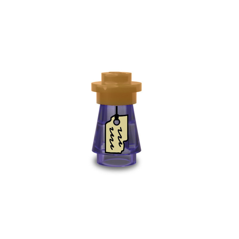 Flask of Witchcraft printed on Lego® Brick 1X1 - Transparent Purple