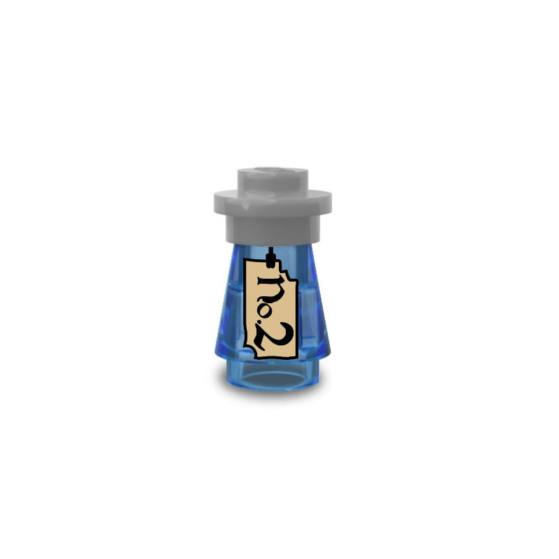 Flask of Witchcraft printed on Lego® Brick 1X1 - Transparent Dark blue