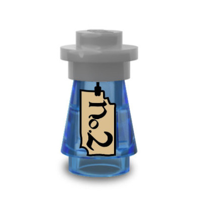 Flask of Witchcraft printed on Lego® Brick 1X1 - Transparent Dark blue