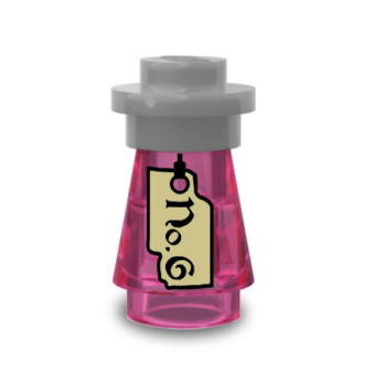 Flask of Witchcraft printed on Lego® Brick 1X1 - Transparent Pink
