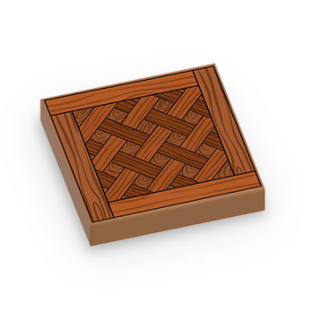 Motif parquet Versailles imprimé sur Brique plate Lego® 2X2 - Medium Nougat