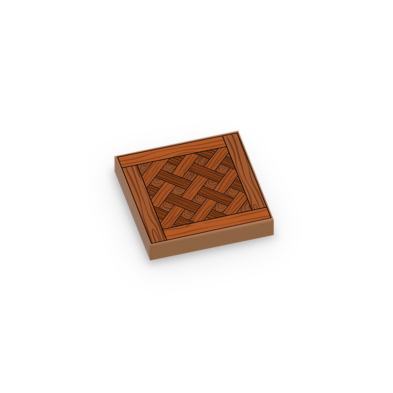 Versailles parquet pattern printed on Lego® 2X2 Tile - Medium Nougat