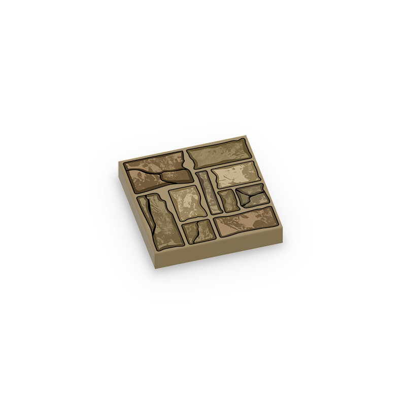 Texture pierre naturelle imprimée sur Brique plate Lego® 2X2 - Sand Yellow